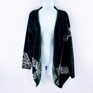 Desigual Christian Lacroix Cardigan Black White Open Front Striped Sz M